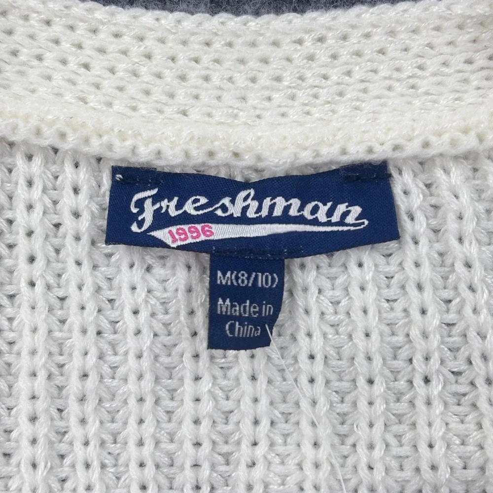 Freshman Cardigan Sweater Medium White Floral Embroidered Button Front NWT Women